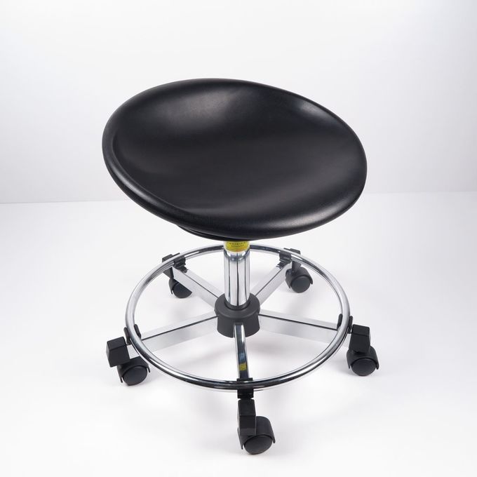 Tabourets ergonomiques de laboratoire de polyuréthane noir, chaise rotative durable de bureau